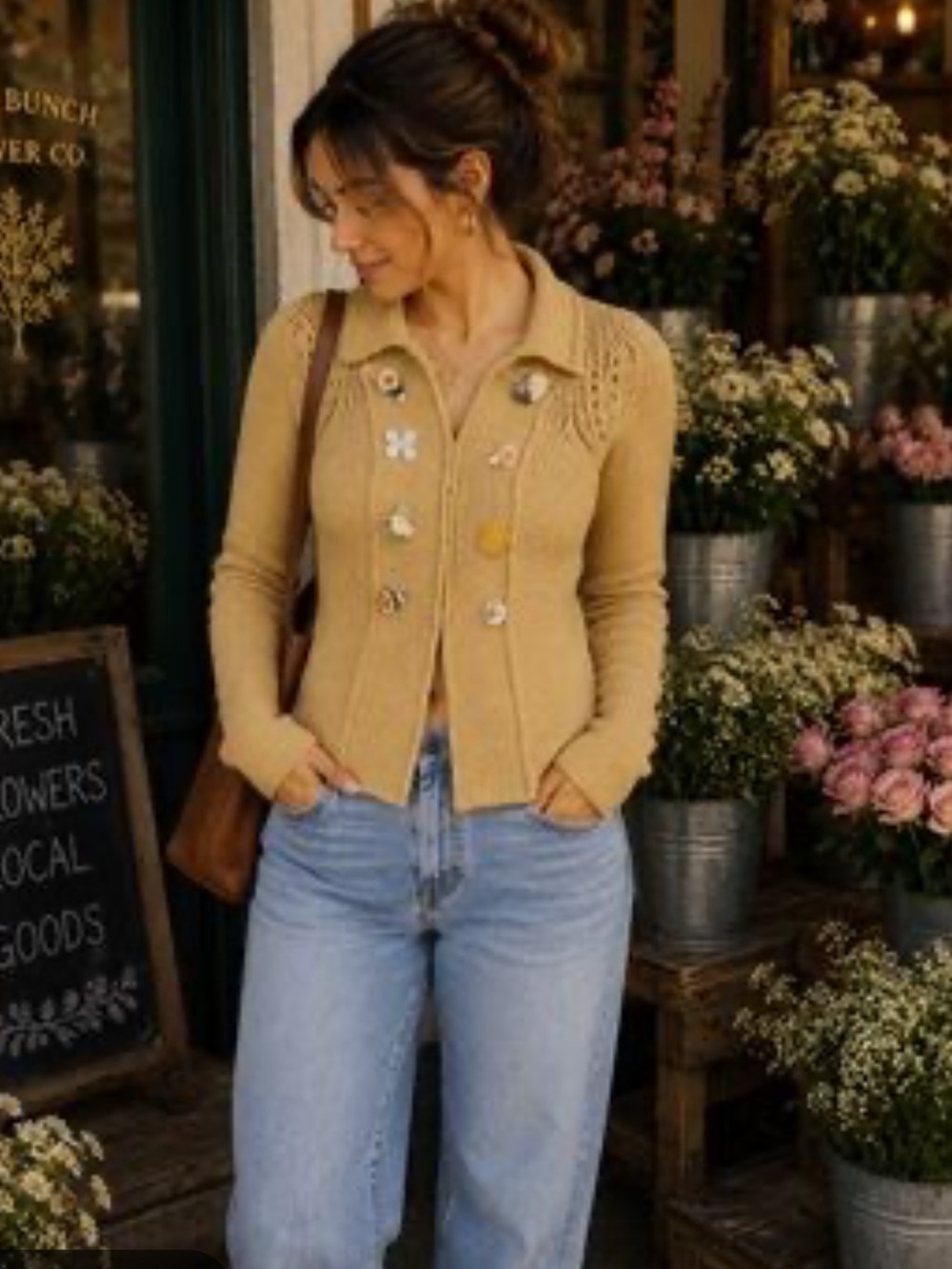 Anthropologie Moth Mustard Yellow Hook-Eye Front Knit Cardigan Wool